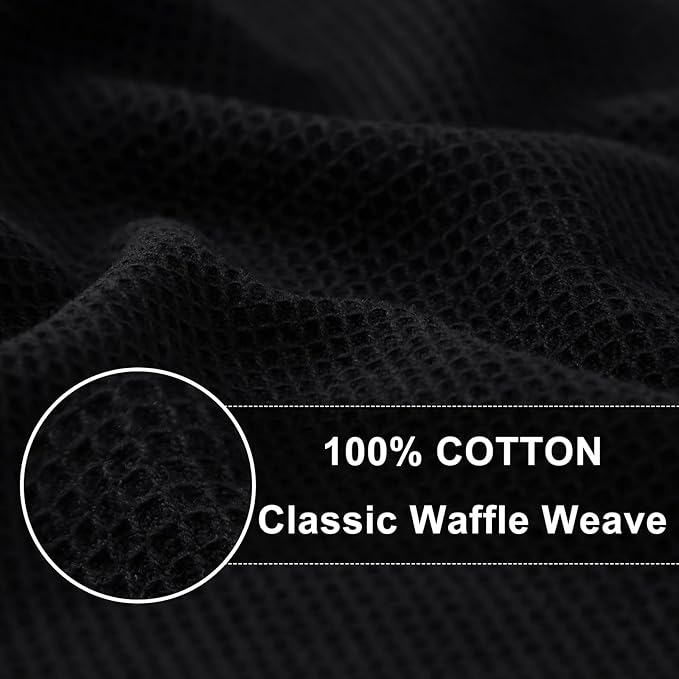 Homaxy 100% Cotton Waffle Weave Kitchen Towels - 6 Pack Soft and Absorbent Dish Towels - 16 x 26 Inches Quick Dry Hand Towels - Black