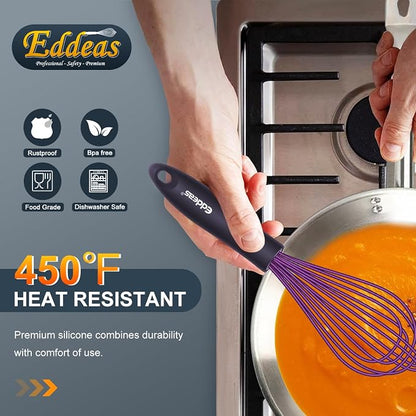 Silicone Whisk, Eddeas Whisk Non-Scratch Coated Whisks set of 3-Heat Resistant - Image 4