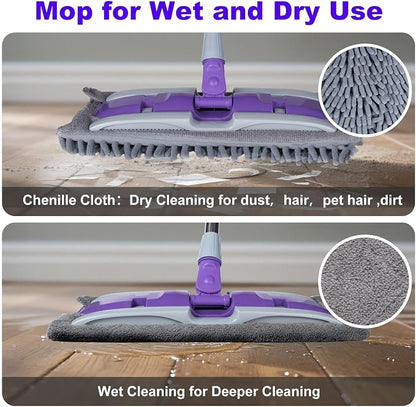 ITTAHO Microfiber Flat Mop Floor Cleaning System, Wet & Dry Dust Mopping - Image 5