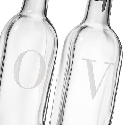 GREENOLIVE Olive Oil and Vinegar Dispenser Set - 17 oz. Glass Bottles - Stylish - Image 5