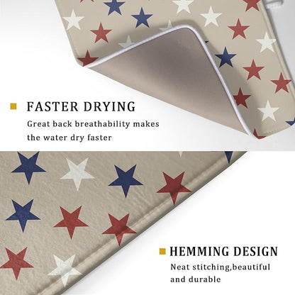 Patriotic July of 4th Blue Red White Star Dish Drying Mat - Image 3