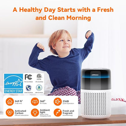 AIRROMI Air Purifier for Bedroom Home, HEPA Filter, Covers Upto 549 Ft² - Image 2