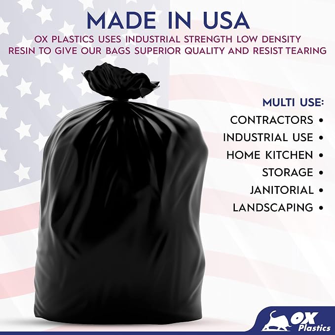 Ox Plastics 60 Gallon Trash Can Liners Bags - Image 4