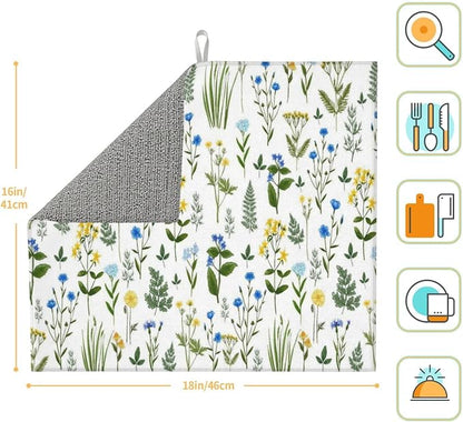 Blue Yellow Wildflower Dish Drying Mats - Image 7
