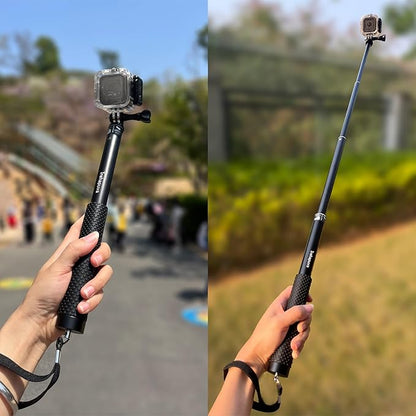 36'' Extension Selfie Stick Extendable Monopod Pole Waterproof Handle Grip Accessories Compatible for GoPro Max Hero 13 12 11 10 9 8 7 6 5 Insta360 AKASO DJI Osmo Action Camera and More
