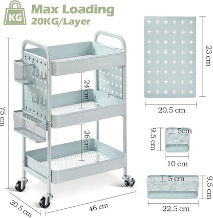 TOOLF 3-Tier Rolling Cart, Metal Utility Storage Cart - Image 6