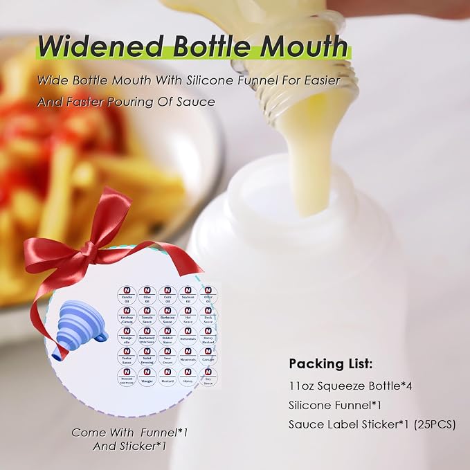 Condiment Squeeze Bottles for Ketchup Hot Sauce Liquids Oil - Image 4