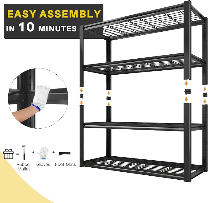 REIBII 40" W Garage Shelving 2240 LBS Storage Shelves Adjustable Metal Shelving - Image 9