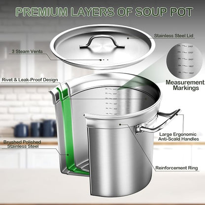 Stainless Steel Stock Pot-24QT Heavy Duty Induction Cooking Pot - Image 5