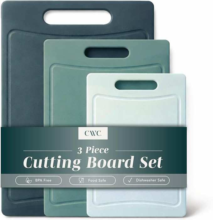 COOK WITH COLOR Non-Slip Cutting Board Set – Kitchen Essentials with Easy Grip by CookwithColor