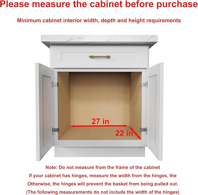 Pull Out Cabinet Organizer,Heavy-Duty Slide Out Shelf, Wood And Wire Basket, Pull Out Drawer for for Kitchen Under Sink Space, Pantry, Bathroom (26 * 21 WM)