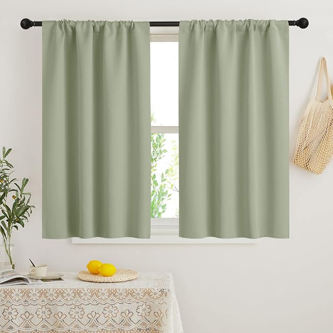 RYB HOME Short Curtains 45 inch 2 Panels Set, Room Darkening Small Window by RYBHOME