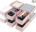 Cupic Cupid Drawer Organizer, Dresser Organizers, Foldabe Drawer Organizer Clothes, Closet Organization and Storage Dividers for Socks, Underwear and Diaper, Set of 12, Pink