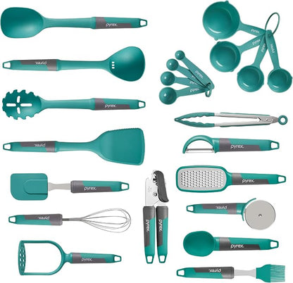Pyrex 22-Piece Silicone Kitchen Cooking Utensils Set, Non-Stick Silicone by Pyrex