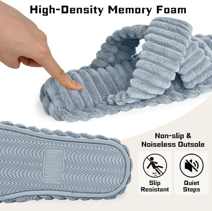 ZOORON Women's Cozy Slippers Crossbands & Durable Foam - Image 2