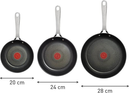 T-Fal Jamie Oliver Cooks Direct, Stainless Steel Non-stick Frying Pan 3 Pcs Set - Image 8