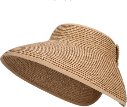 Womens Sun Visor Hat Straw Sun Visors for Women Summer Packable Ponytail Beach Hats for Women Travel