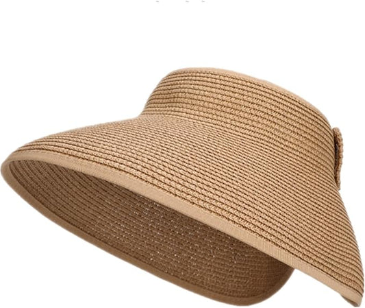 Womens Sun Visor Hat Straw Sun Visors for Women Summer Packable Ponytail Beach Hats for Women Travel