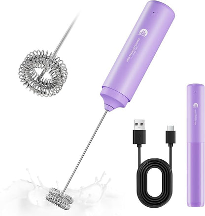 Rechargeable Milk Frother Handheld, 2-IN-1 Dual Spring Whisk Electric Frother by NewEnglandStories