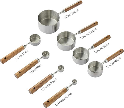 8PCS Measuring Cups, DAJLFA Stainless Steel Measuring Cups and Spoons Set - Image 2