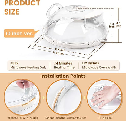Gracenal Microwave Food Cover, 10 Inch Microwave Splatter Cover - Image 3