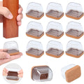 Ezprotekt 16 Pcs Rectangle Clear Silicone Chair Leg Floor Protectors with Felt, Rectangle Felt Furniture Leg Caps, Table Leg Covers Cups, Anti- Scratches and No Noise (Fit L :1.3-1.7", W: 0.9-1.2")