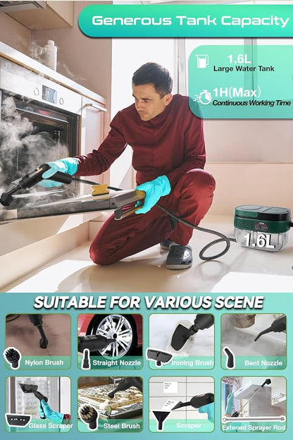 Handheld Steam Cleaner with Handle Control, 1.6L Large Water Tank, 3-Level - Image 5
