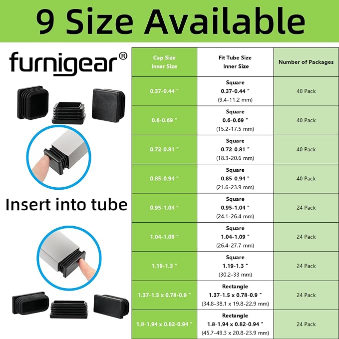 Furnigear Plastic Plugs Tubing End Cap Chair End Caps Outside Bottom Tubing - Image 7
