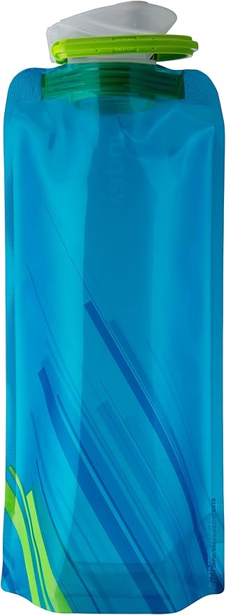 Vapur Collapsible Water Bottle With Carabiner, Compact Bottle Folds Flat For Hydration On The Go, Ideal for Traveling, Hiking or Camping, 23 Ounce, Water Blue, Pack of 1