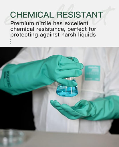 PACIFIC PPE 2 Pairs Chemical Resistant Nitrile Gloves, Resist Household Acid - Image 3