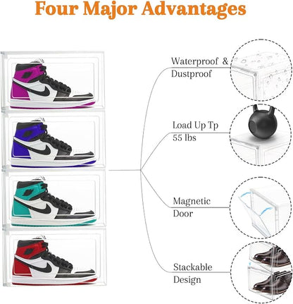 9 Pack Thicken Shoe Organizer Stackable Upgraded Sturdy Transparent Shoe - Image 6