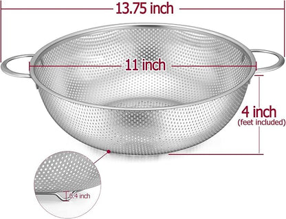 TeamFar Stainless Steel Colander, 5QT Micro-Perforated Metal Colander Food - Image 2