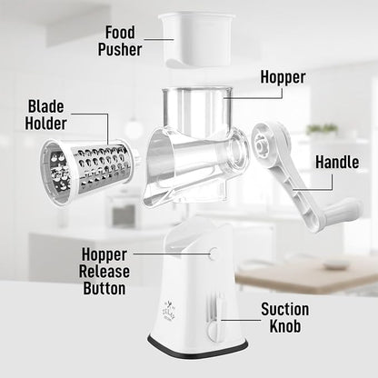 Zulay Kitchen Rotary Cheese Grater 5 Blade Cheese Shredder - Image 8