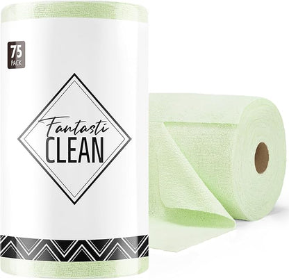 Fantasticlean Microfiber Cleaning Cloth Roll -75 Pack, Tear Away Microfiber by Fantasticlean