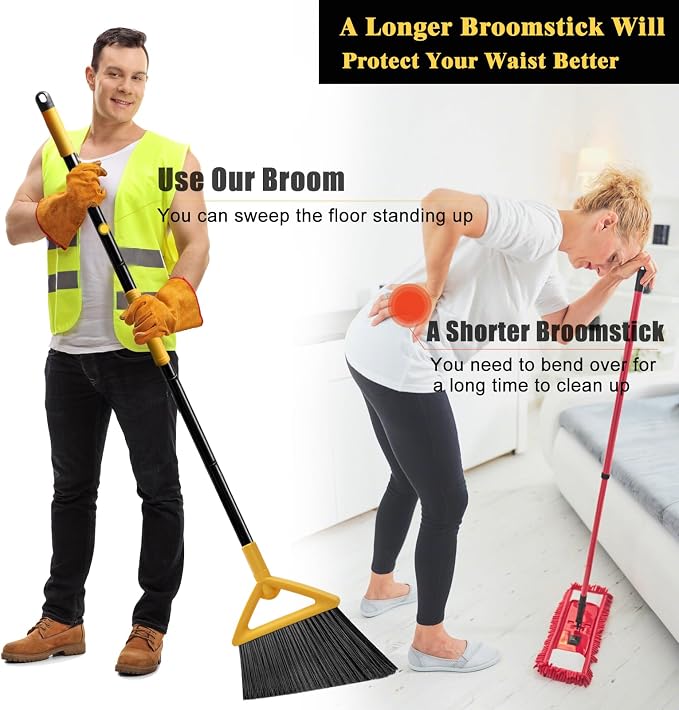 Outdoor Indoor Broom Heavy Duty, 4 Pack Commercial Angle Broom, Ideal of House - Image 5