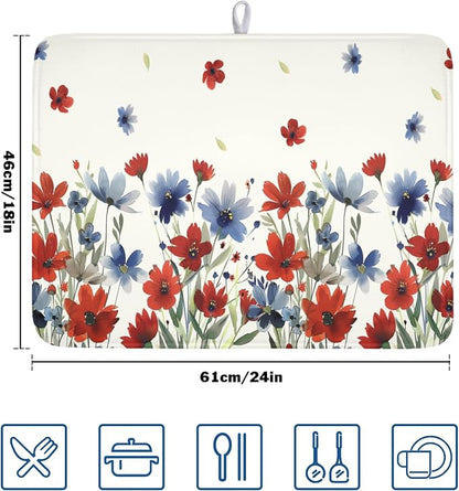4th of July Floral Dish Drying Mat - Image 2