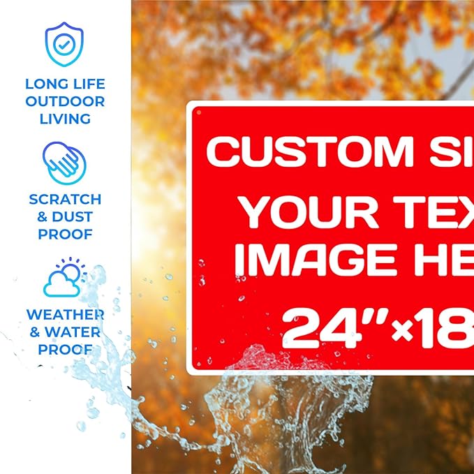 Personalized Aluminum Weatherproof Metal Signs - Custom Text & Picture, Multiple Sizes - Hazard, Garden, Custom Door & Business Signs