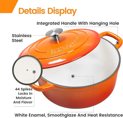 EDGING CASTING Enameled Cast Iron Dutch Oven, 5.5 Quart, Round Cast Dutch Ovens - Image 4