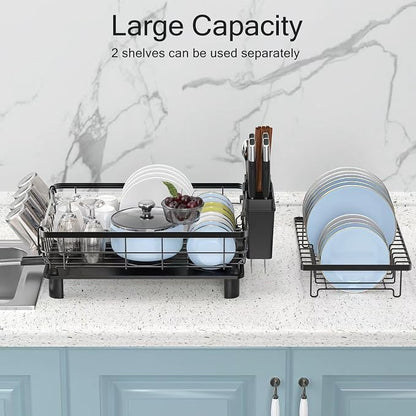 Dish Drying Rack, Space Saving & Durable, Rust-Proof Large 2 Tier Stainless - Image 3