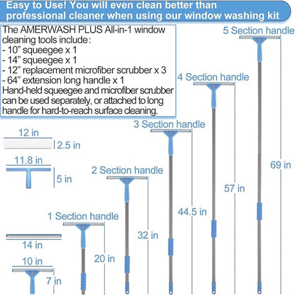 Window Squeegee Washing Kit for High Window, Shower Glass Door, Mirror Cleaning - Image 6