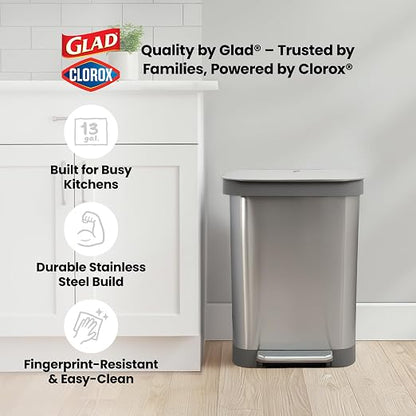 Glad Stainless Steel Step Trash Can, Series 2 - Image 9