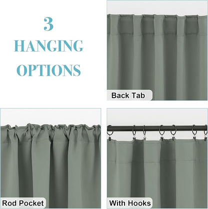 RYB HOME Sage Green Curtains for Bedroom, Vertical Privacy UV Protection Shades - Image 6