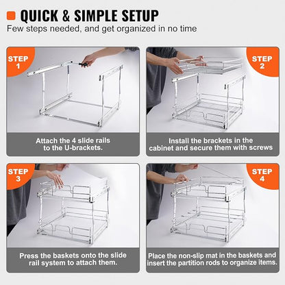 VEVOR Pull Out Cabinet Organizer, Chrome-Plated Steel Roll Out Drawer - Image 5