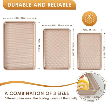 Baking Sheet Pan Set of 3, Nonstick Carbon Steel Cookie Sheets - Image 2