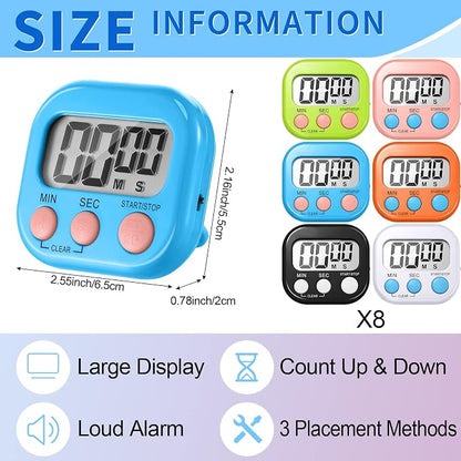 Macarrie 48 Pcs Digital Kitchen Timer Bulk Small Magnetic Backing Stand Timer - Image 2