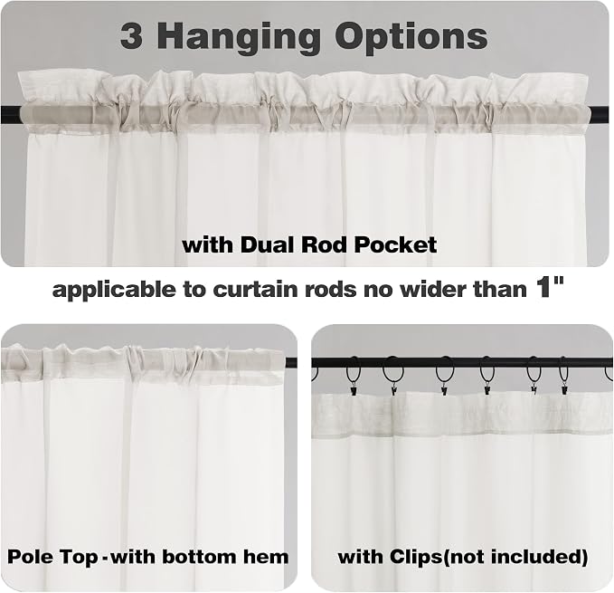 Chyhomenyc Ivory Sheer Window Curtain Panels 45 Inch, Light Filtering Solid - Image 3