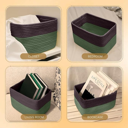 Hopegiver Woven Storage Baskets 11x8x7 Inch, 3 Pack Collapsible Cube Storage Bin - Image 7