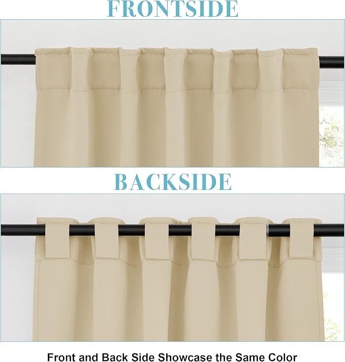 RYB HOME Short Blackout Curtains 36 inches, Solid Heavy Duty Small Window - Image 3