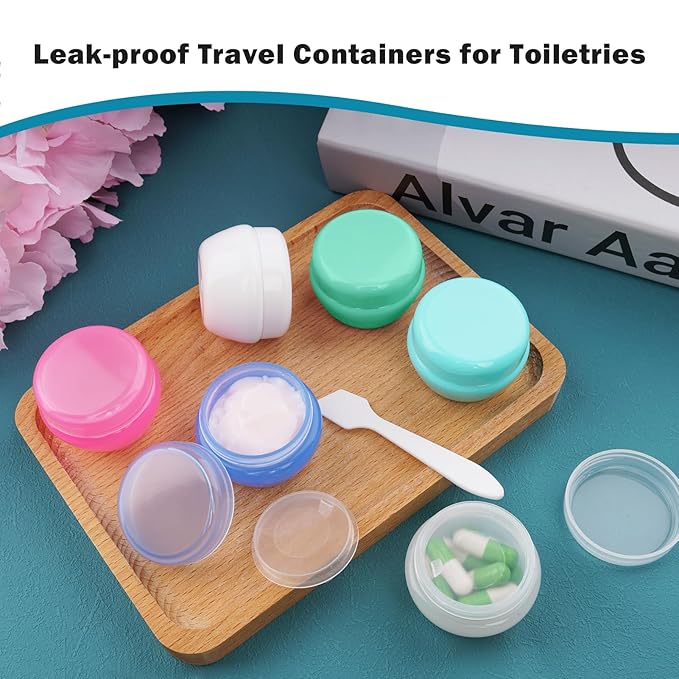 Cosywell Travel Containers - 6PCS Refillable Leak-proof Cream Jars for Toiletries, Lotion, Cosmetic, Body Cream
