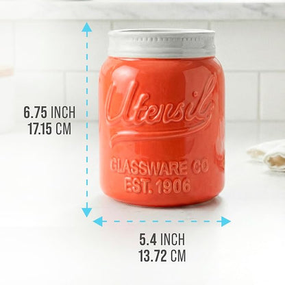 Comfify Wide Mouth Mason Jar Utensil Holder Decorative Kitchenware Organizer - Image 3